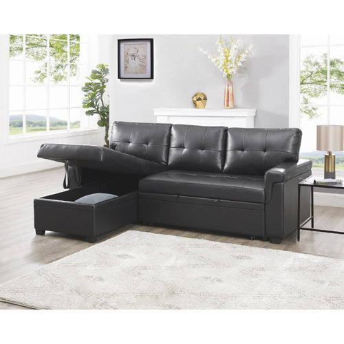 Ebern Designs Rahjan LShaped Reversible Sectional Sofa Couch Bed